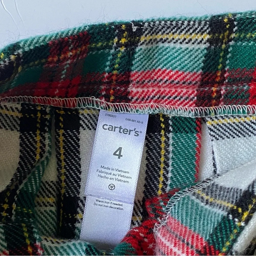 Kilt Style Skirt Size 2T Carter’s Tartan Plaid Pleats Adjustable Waist Red Green